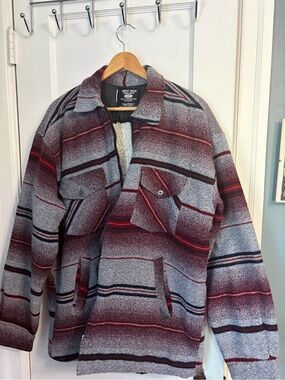 Men's Red & Gray Sherpa-Lined Jacket